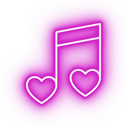 Neon pink love music icon